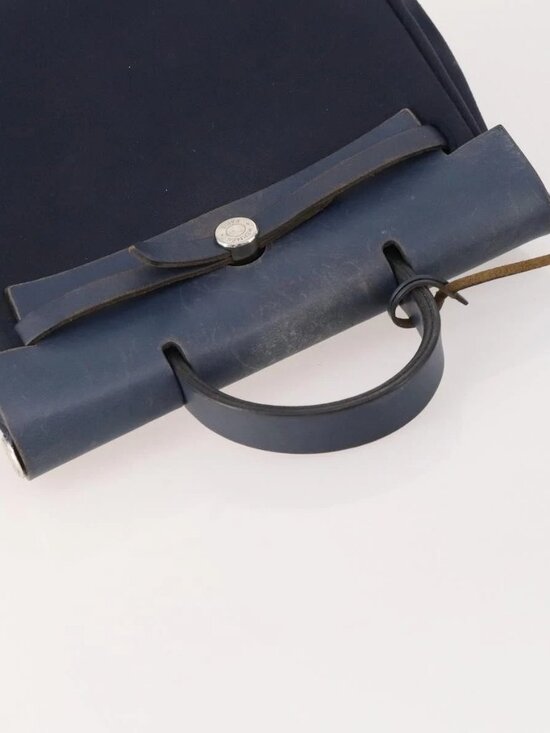 HERMES Her Line Herbag Ad Backpack Canvas Navy Silver Auth ep14037 main image 14